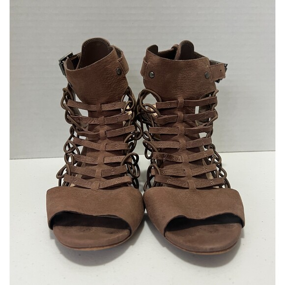Vince Camuto Women’s Evel Taupe Leather Caged Gladiator Open Toe Sandals Size 6 - Picture 3 of 11